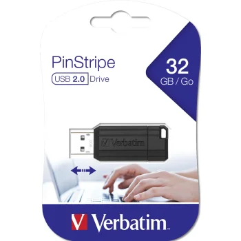 USB zibatmiņa Verbatim Store 'n' Go PinStripe 32 GB USB 2.0 49064, melna