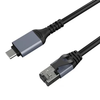 USB Type-C uz RJ45 CAT6 UTP tīkla adaptera kabelis, 1 m, pelēks