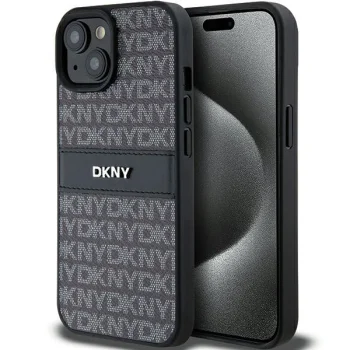 DKNY iPhone 15 Plus / 14 Plus vāciņš Mono Stripe & Metal Logo, melns
