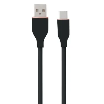 Silikona kabelis USB Type-A uz Type-C, 18W, 2m, melns