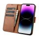 iCarer atverams ādas vāciņš 2in1 iPhone 14 Pro ar RFID aizsardzību, brūns (WMI14220726-BN)