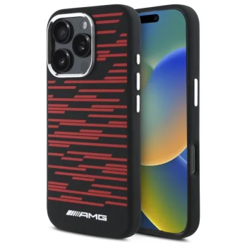 AMG Silicone Graphics MagSafe vāciņš iPhone 16 Pro, melns