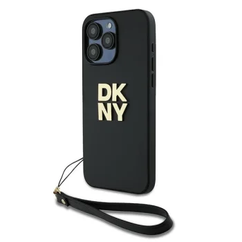 DKNY iPhone 15 Pro Max vāciņš Wrist Strap Stock Logo, melns