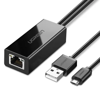 Tīkla karte Ugreen 30985 priekš Chromecast micro USB / USB-A 100 Mb/s 1 m, melna