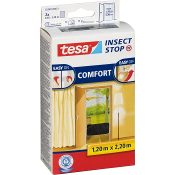 Pret複insektu tīkls durvīm Tesa Insect Stop Comfort 55389, 2 gab., 0.65 x 2.20 m, melns