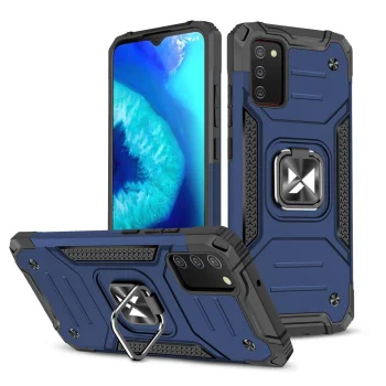 Wozinsky Ring Armor telefona vāciņš priekš Samsung Galaxy A03s ar gredzenu un statīvu, zils