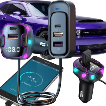 Bluetooth FM modulators automašīnai 12-24V ar USB un USB-C lādētāju