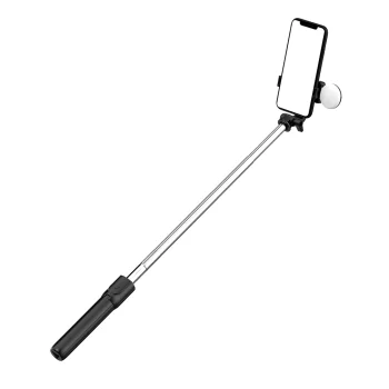 Selfijstienis un statīvs WH1YXS 103 cm ar LED apgaismojumu un pulti, melns