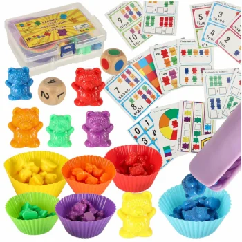 Edukācijas spēle lācīši - Montessori komplekts rēķināšanai un krāsām, 44 gab.