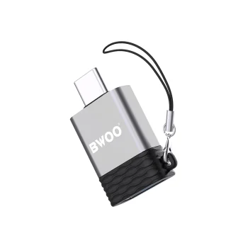 BWOO BZ-35 USB-A uz USB-C OTG adapteris, pelēks
