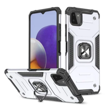 Wozinsky Ring Armor vāciņš priekš Samsung Galaxy A22 4G ar gredzenu un statīvu, sudraba