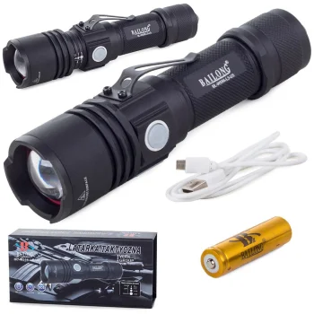 Bailong W556 taktiskais lukturis CREE XM-L3-U3 ar USB uzlādi
