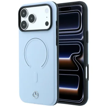Mercedes Leather 3D MagSafe vāciņš iPhone 18 Pro Max / 17 Pro Max, zils