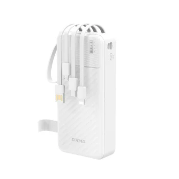 Dudao K11 Pro 20000mAh ārējais akumulators ar iebūvētiem kabeļiem, balts
