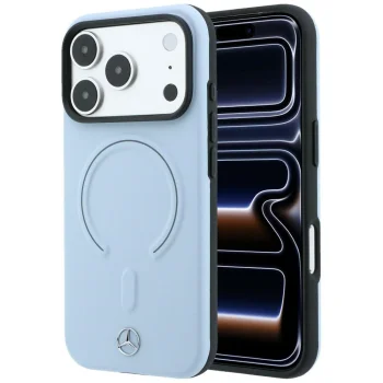Mercedes Leather 3D MagSafe vāciņš iPhone 18 Pro / 17 Pro, zils