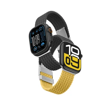 2 AmazingThing Blend Band siksniņu komplekts Apple Watch 45/46/49mm, dzelteni melns/melns