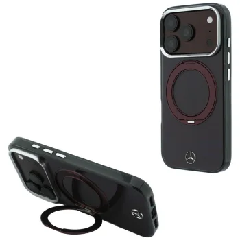 Mercedes Ring Stand Iconic Logo MagSafe vāciņš iPhone 18 Pro / 17 Pro, bordo