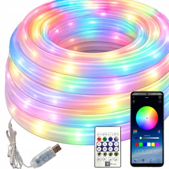 Elastīga RGBic neona LED lentiņa 5m USB ar Bluetooth lietotni un pulti