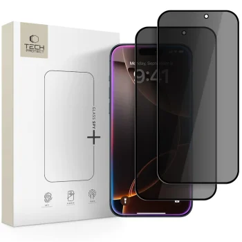 Apple iPhone 16 Pro / 17 / 17 Pro 6.3'' Tech-Protect Glass Spy+ Privacy Tempered Glass 2x | Privātais Ekrāna...