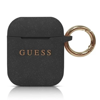 Guess Silicone vāciņš maciņš Apple AirPods 1 / 2 austiņām, melns