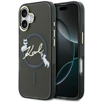Karl Lagerfeld IML Choupettes Karl Script Logo MagSafe vāciņš iPhone 17, melns