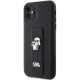 Karl Lagerfeld iPhone 11 vāciņš Gripstand Saffiano Karl & Choupette, melns