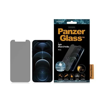 PanzerGlass Standard Super+ antibakteriāls aizsargstikls iPhone 12 Pro Max modelim | antibacterial privacy tempered...