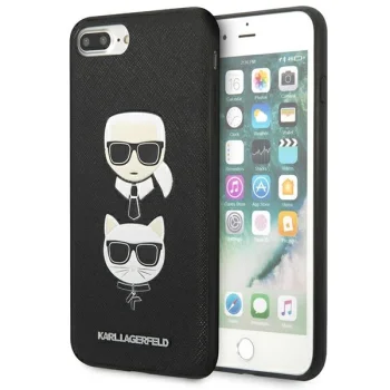 Karl Lagerfeld Saffiano Karl&Choupette Head vāciņš iPhone 7 Plus / 8 Plus Black