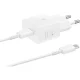 Samsung EP-T2510XWEGEU 25W SFC GaN tīkla lādētājs ar USB-C kabeli, balts