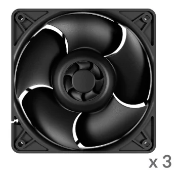Arctic Gmbh S12038-4K Servera Ventilatori, 120mm, 4-pin, Melni, 3 gab.
