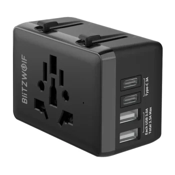Blitzwolf BW-TA1 ceļojumu adapteris 4-in-1 2xUSB USB-C PD 20W