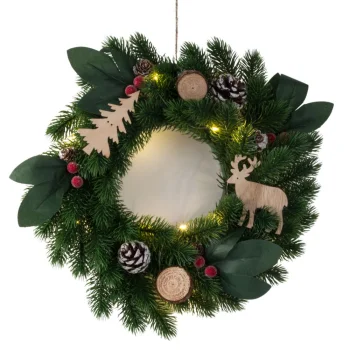 Ziemassvētku LED vainags ar dekorācijām, 20 cm