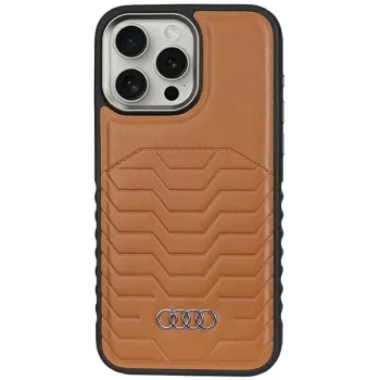Audi iPhone 14 Pro vāciņš Synthetic Leather MagSafe, brūns