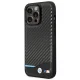 BMW Leather Carbon vāciņš Apple iPhone 14 Pro, melns