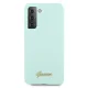 Guess Samsung Galaxy S21+ vāciņš Silicone Script Metal Logo, zils