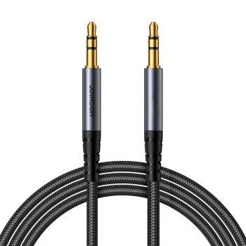 Joyroom SY-A08 AUX 3.5 mm stereo audio kabelis, 1.2 m, melns
