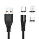 Maxlife MXUC-02 magnētiskais kabelis 3in1 USB uz Lightning/USB-C/microUSB 1m 2A, Melns