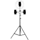 LED RGB apaļā lampa 30cm ar statīvu 210cm, melna