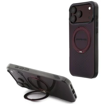 Mercedes AMG vāciņš iPhone 18 Pro Max / 17 Pro Max ar MagSafe gredzenu un statīvu, bordo