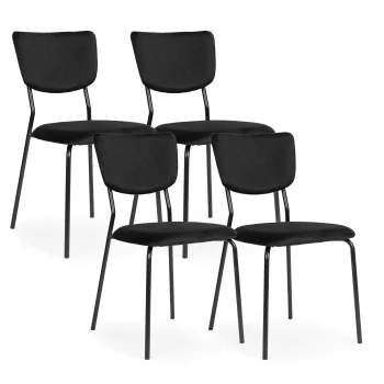 ModernHome velūra krēslu komplekts (4 gab.), melns