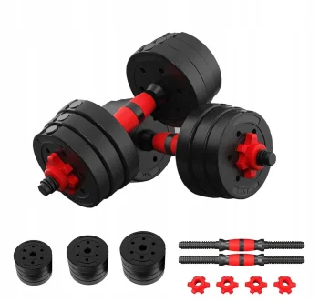 4Fizjo 314 Regulējamas bitumena hanteles 2 x 15 kg, melnas/sarkanas