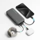Cuktech 20000mAh ārējais akumulators ar iebūvētu USB-C kabeli, pelēks