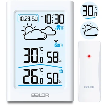 Baldr BD-911 bezvadu meteoroloģiskā stacija ar displeju, balta