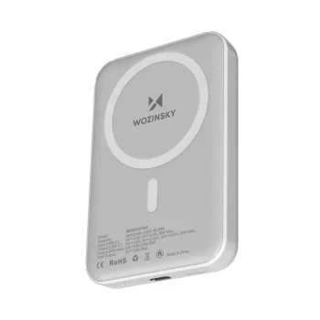 Wozinsky WRW349YWS 10000 mAh magnētiskais ārējais akumulators, balts
