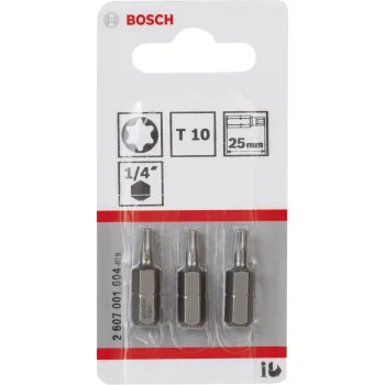 Skrūvgrieža uzgaļi Bosch T10 Extra Hard 25 mm, 3 gab.