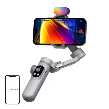 Aochuan Smart X Pro 3 asu stabilizators ar RGB apgaismojumu, pelēks