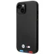 BMW iPhone 14 vāciņš Leather Stamp Tricolor MagSafe, melns