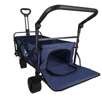 Ikonka LUARO KX2841 saliekams pludmales ratiņi ar jumtiņu un tīklu, 120L, tumši zili