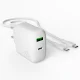 Puro Daily Prolite 45W USB-C un USB-A lādētājs ar USB-C kabeli, balts