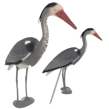 Dārza dekorācija gārnis Gardlov 66cm dīķa ornaments uz mietiņa, pelēks